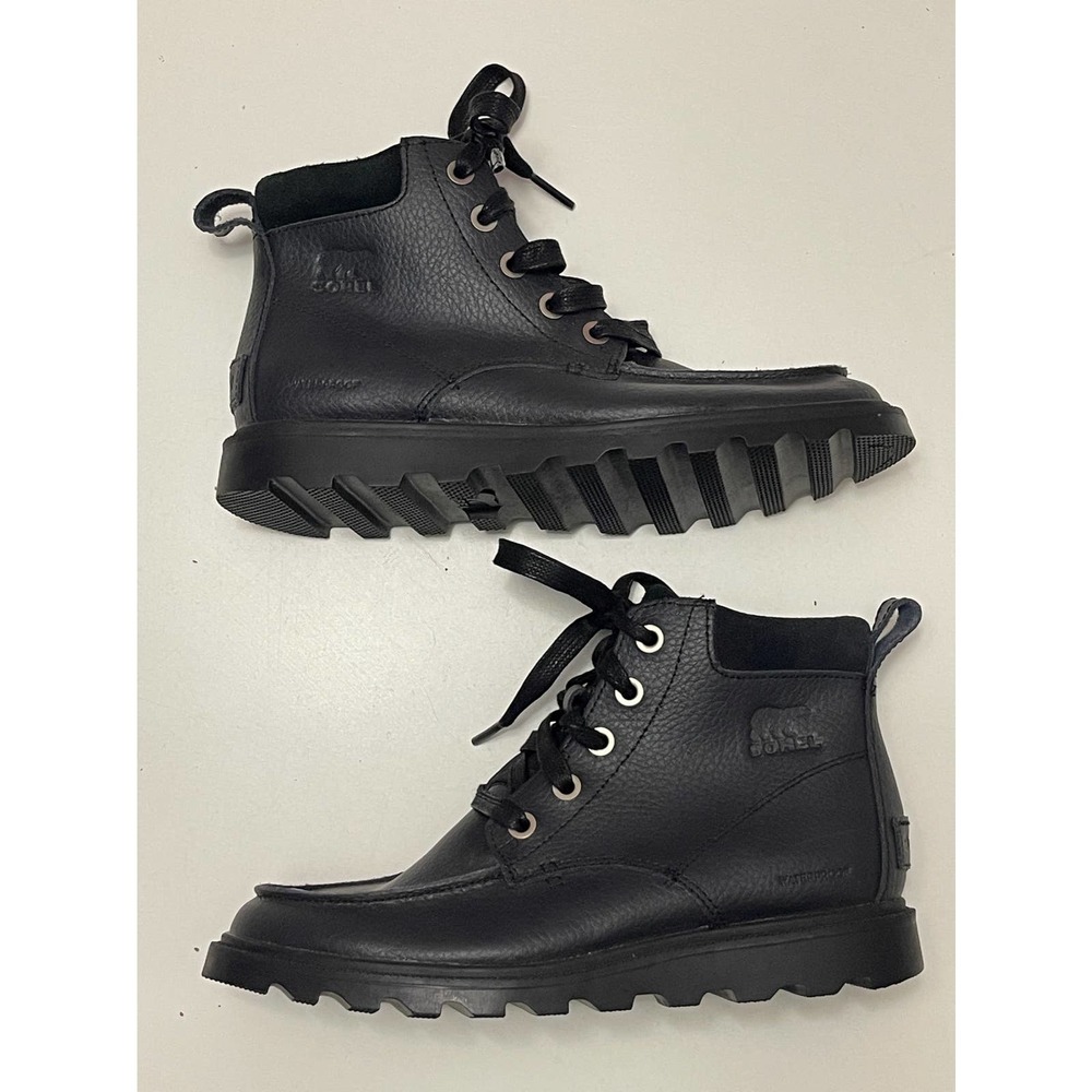 New SOREL youth Madson Mac Toe Leather boots size 1 Black  waterproof